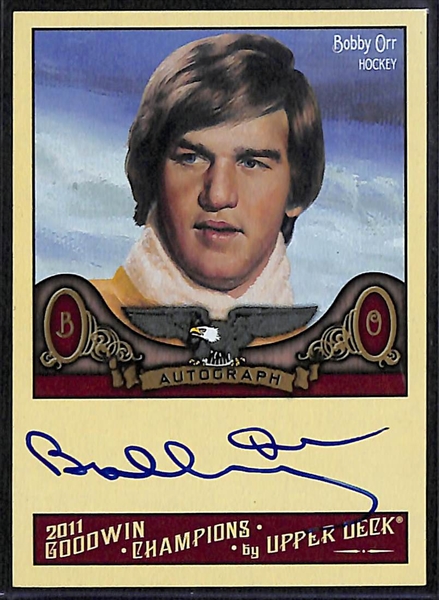 Lot of (6) Autographed Mixed Sports Cards w. Bobby Orr, Carlton Fisk, and Others