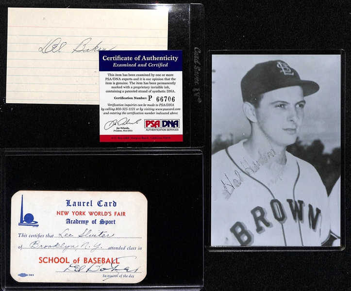 Lot of (100+) Autographed Baseball Index Cards, Cuts, and Other Items w. Stan Musial, Jim Gilliam, and Others (JSA Auction Letter)