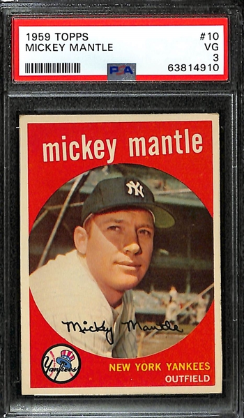 1959 Topps Mickey Mantle #10 Graded PSA 3 VG