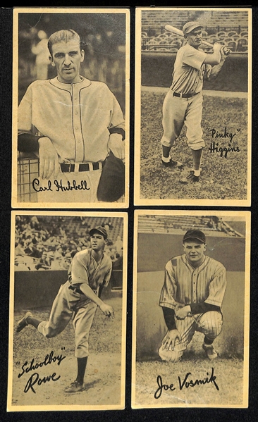 Lot of (14) 1936 R314 Goudey Wide Pen Type 1 Premiums Cards & (19) 1937 Goudey Wide Pen Type 4 Premiums Cards w. 1937 Carl Hubbell