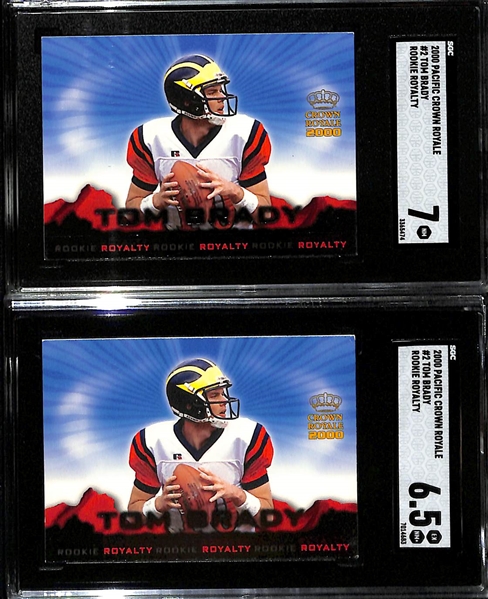 Lot of (2) 2000 Pacific Crown Royale Tom Brady Rookie Cards - Graded SGC 7 and SGC 6.5