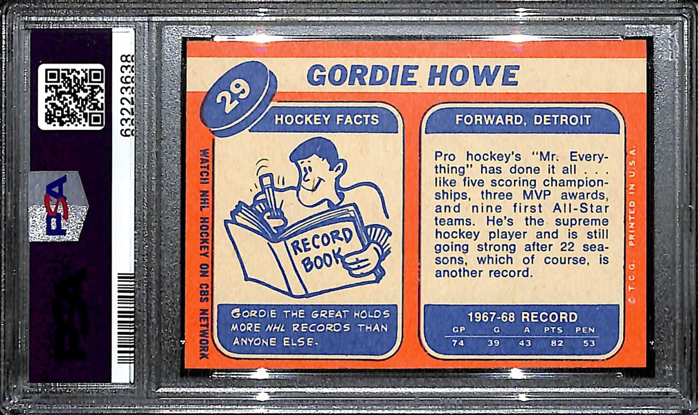 1968 Topps Gordie Howe # 29 Graded PSA 7