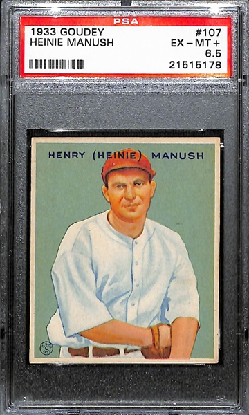 1933 Goudey Heinie Manush # 107 Graded PSA 6.5