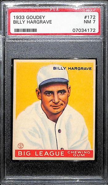 1933 Goudey Billy Hargrave # 172 Graded PSA 7