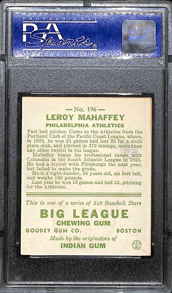 1933 Goudey Leroy Mahaffey # 196 Graded PSA 8 (OC)