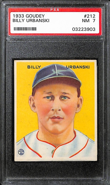 Lot of (3) PSA Graded 1933 Goudey Baseball w. Adolfo Luque PSA 6, Billy Urbanski PSA 7, and Gus Mancuso PSA 6