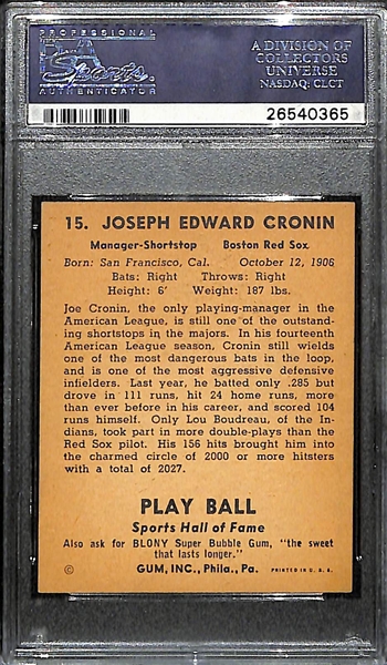 1941 Play Ball Joe Cronin # 15 Graded PSA 7