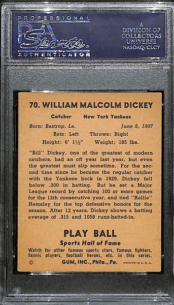 1941 Play Ball # 70 Bill Dickey Graded PSA 7