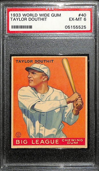 1933 World Wide Gum # 40 Taylor Douthit PSA 6 & 1934 Diamond Stars Walter Berger PSA 7