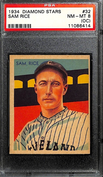 1934 Diamond Stars Sam Rice # 32 PSA 8 (OC) & 1935 Diamond Stars Al Lopez # 28 PSA 7