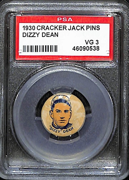 1930 Cracker Jack Pins Dizzy Dean Graded PSA 3