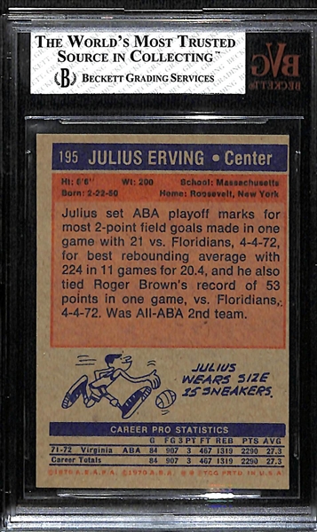 1972-73 Topps Julius Dr. J Erving #195 Rookie Card Graded Beckett BVG 6.5 (Nicely Centered)