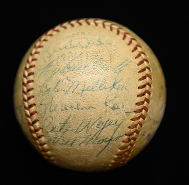 1954 Brooklyn Dodgers Team-Signed Baseball - 26 Real Autographs (8 HOFers w. Jackie Robinson, Roy Campanella, T. Lyons, D. Snider, Reese, Alston, G. Hodges, B. Herman) - Full JSA Letter!
