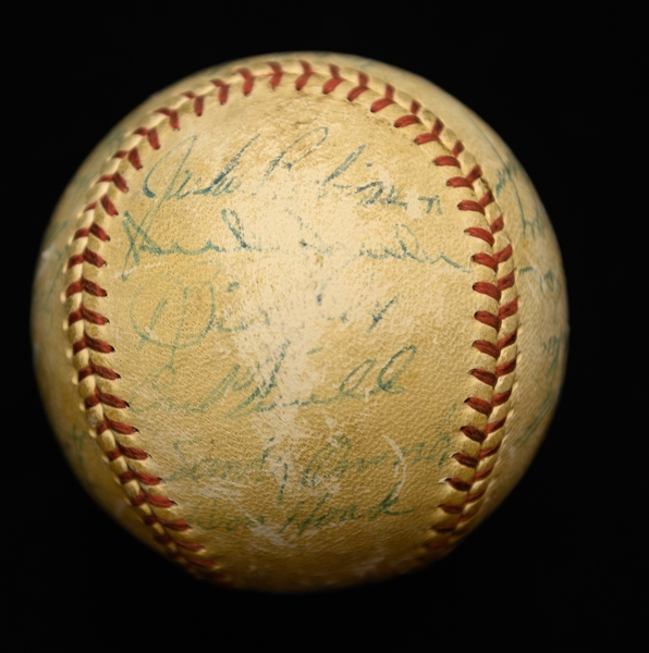 1954 Brooklyn Dodgers Team-Signed Baseball - 26 Real Autographs (8 HOFers w. Jackie Robinson, Roy Campanella, T. Lyons, D. Snider, Reese, Alston, G. Hodges, B. Herman) - Full JSA Letter!