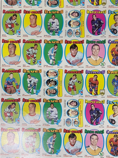 (2) 1971-72 Topps Hockey Uncut Sheets - Makes 2 Complete Sets w. Ken Dryden Rookie Cards