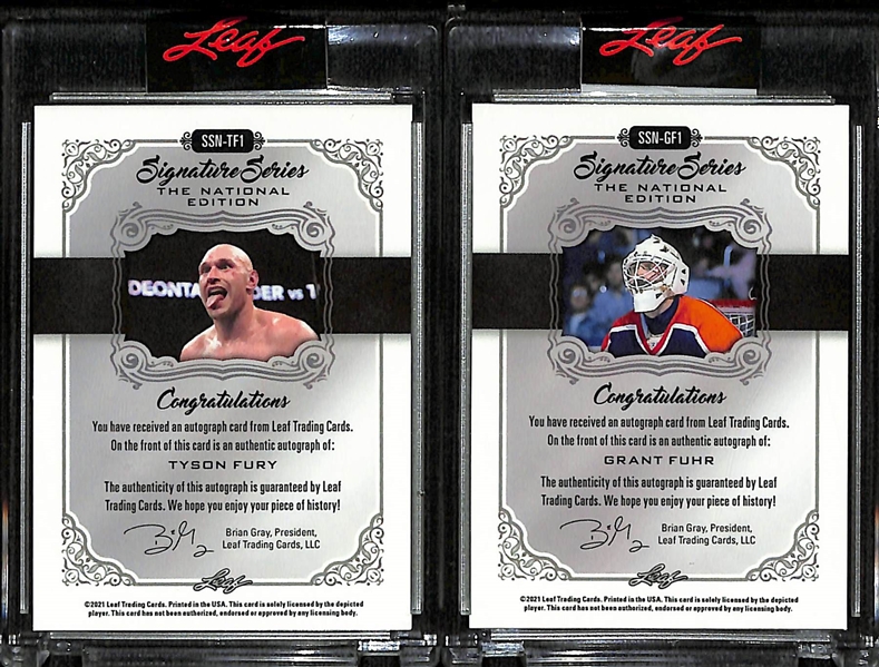 Lot of (2) 2021 Leaf National Edition 1/1 Autograph Cards - Tyson Fury & Grant Fuhr