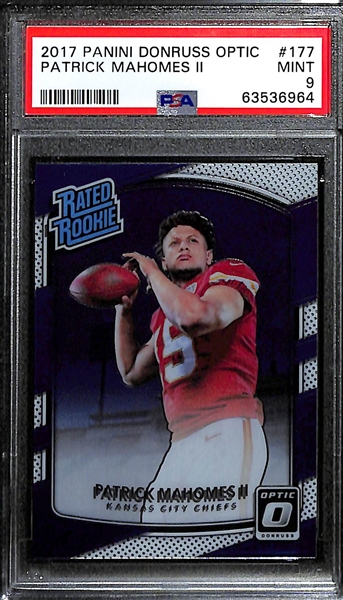 2017 Panini Optic Patrick Mahomes #177 Rookie Card Graded PSA 9 Mint!