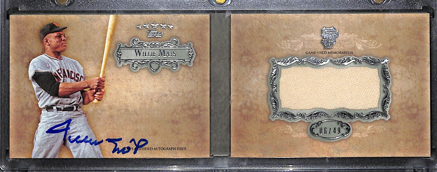 Rare 2013 Topps Five Star Willie Mays Booklet Autograph & Jumbo Game-Used Relic Card #ed  06/49