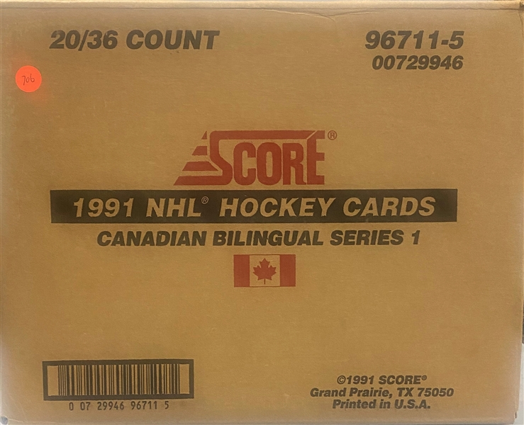 1991-92 Score NHL Hockey Canadian Bilingual Series 1 Sealed Case of 20 Boxes