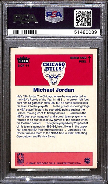 1986 Fleer Sticker Michael Jordan #8 PSA 5