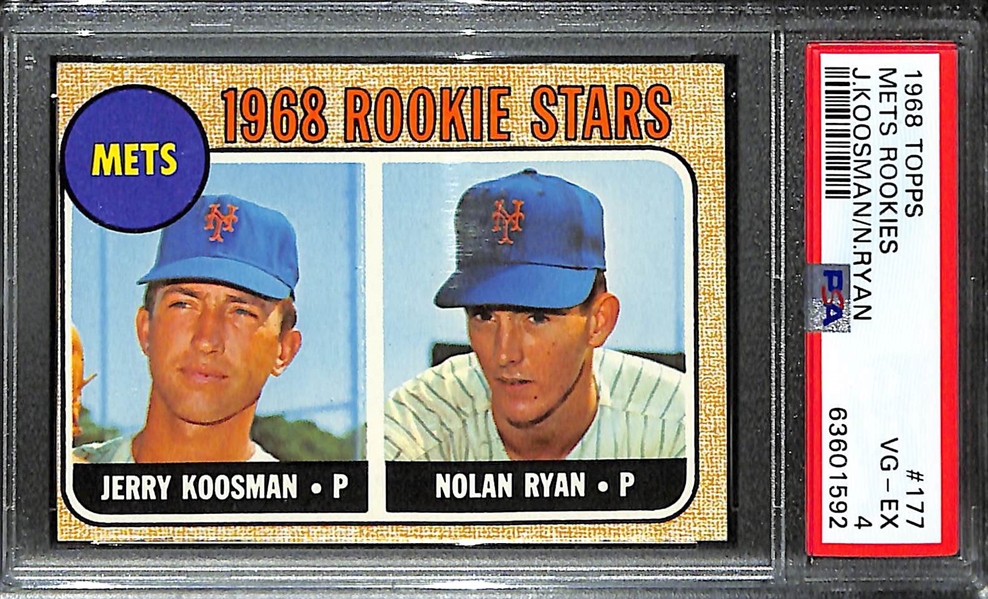 1968 Topps Mets Rookies #177 Nolan Ryan Graded Rookie Card PSA 4 VG-EX