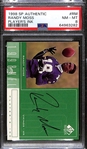 1998 SP Authentic Randy Moss Players Ink  Autographed Rookie Card PSA 8