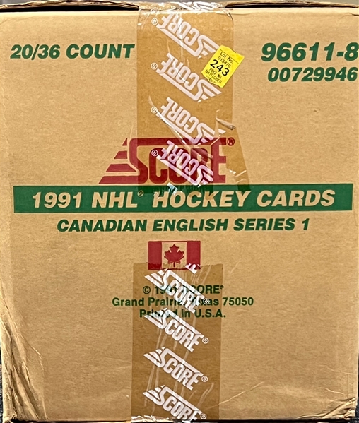 Sealed Case of 1991-92 Score NHL Hockey Series 1 (20 Boxes per Case) - Canadian Version