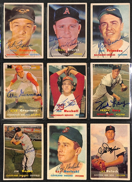 Lot of (50) Autographed 1957 Topps Baseball Cards w. Enos Slaughter and Others (JSA Auction Letter)