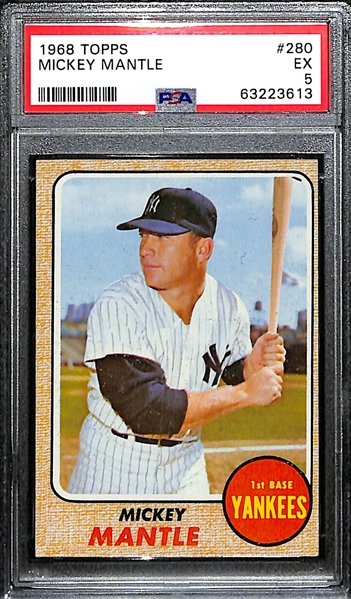 1968 Topps Mickey Mantle # 280 Graded PSA 5