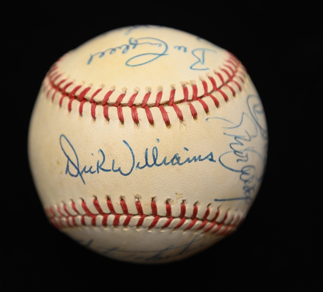 1972 WS Champion Oakland A's Team Signed Baseball w. Dick Williams, Fingers, Blue, +