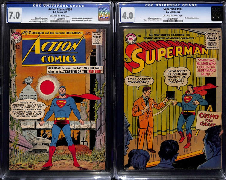 Lot of (2) DC Comics Superman Action Comics # 300 & Superman # 103 Both CGC Graded
