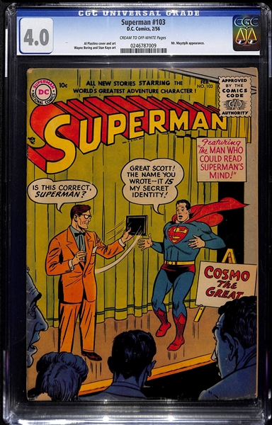 Lot of (2) DC Comics Superman Action Comics # 300 & Superman # 103 Both CGC Graded