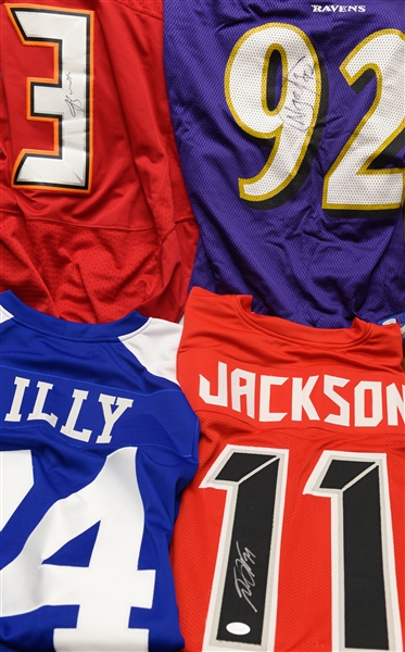 Lot of (4) Autographed Football Jerseys w. Bob Lilly, Haloti Ngata, Desean Jackson and Jameis Winston (JSA Cert)