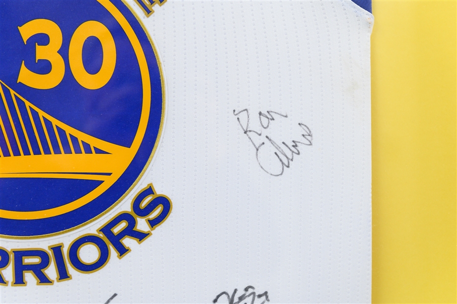 Golden State Warriors Framed Autographed Jersey w 8 Signatures (JSA LOA)