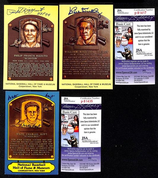 Lot of (17) Signed Baseball Hall of Fame Plaque Cards w. Al Kaline, Bob Feller, Bobby Doerr, Eddie Mathews, and Others (JSA Auction Letter)