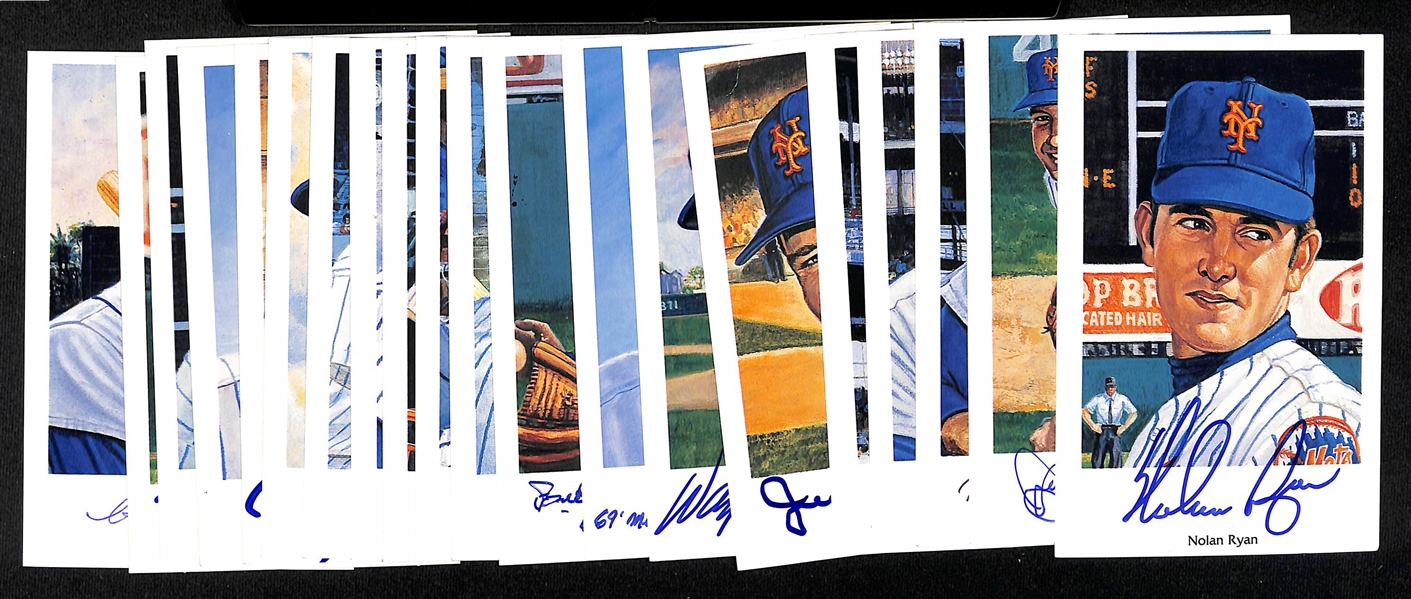 Lot of (20) Autographed Baseball New York Mets Post Cards w. Nolan Ryan (JSA Auction Letter)