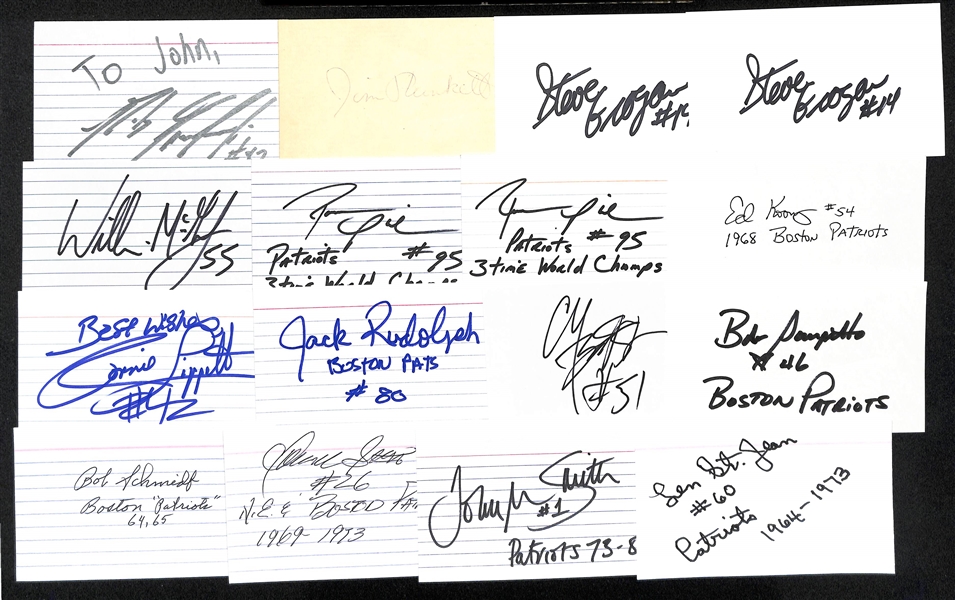 Lot of (265+) Autographed Index Cards Mostly New England/Boston Patriots Players w. Rob Gronkowski, Willie McGinest and Others (JSA Auction Letter)