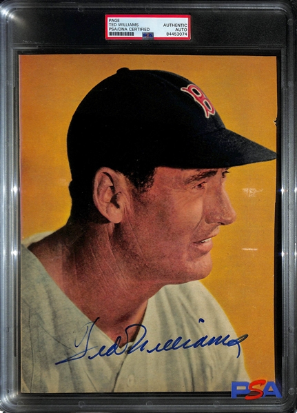 Signed Ted Williams Vintage Magazine Page - PSA/DNA