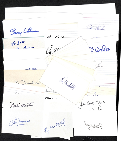 Lot of (140+) Baseball Autographed Index Cards w. Carl Hubbell, Joe Wood, Minnie Minoso, Johnny Pesky and Others (JSA Auction Letter)