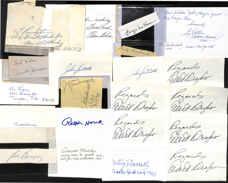 Lot of (55+) Baseball Autographed Cuts and Index Cards w. Luke Appling and Others (JSA Auction Letter)