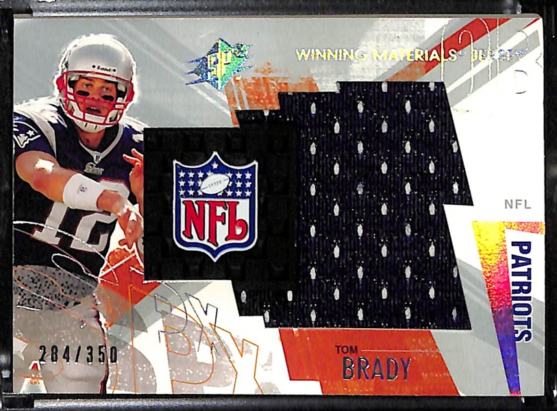 2003 Upper Deck SPx Tom Brady Winning Materials Game-Worn Jumbo Jersey Card #284/350
