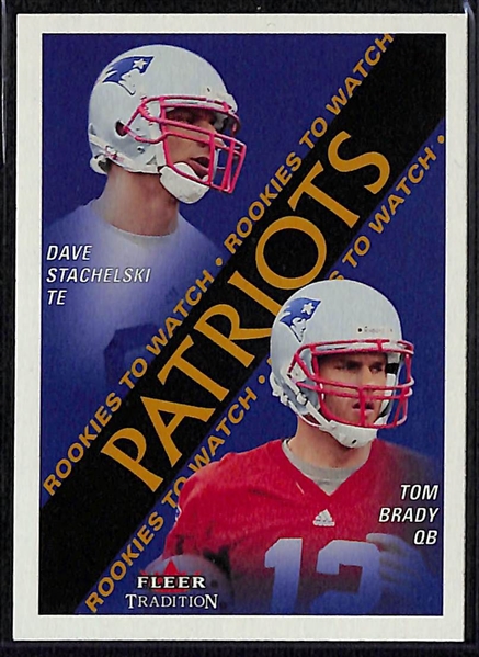 (3) 2000 Tom Brady Rookie Cards - Fleer Tradition Glossy, #352, Skybox Dominion #234, Pacific Aurora #84