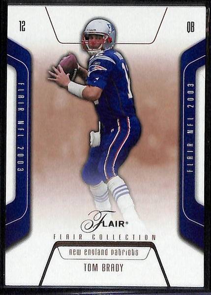 (3) Numbered Short-Print Tom Brady Cards - 2004 Topps Gold (#/499), 2003 Playoff Honors X's (#/250), 2003 Flair Collection (#/125)