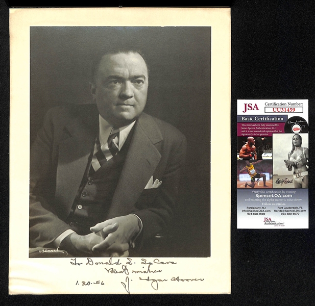 J. Edgar Hoover (FBI Director) Signed 8.5x11 Photo Matting - Dated 1/20/1956 - JSA COA