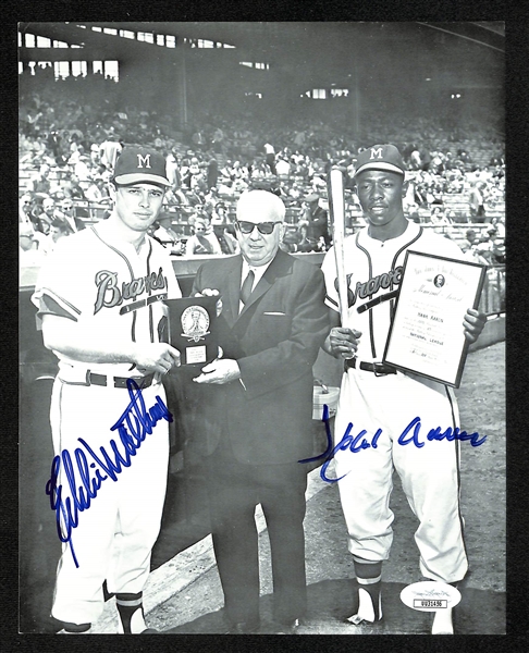 Hank Aaron & Eddie Mathews Dual Signed 8x10 Photo (JSA COA)