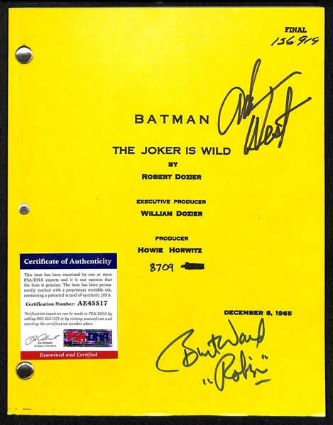 Batman The Joker is Wild Script Signed by Adam West (Bat Man) & Burt Ward (Robin) - w. PSA/DNA COA