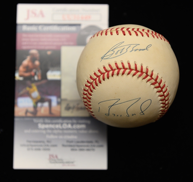 Barry Bonds & Bobby Bonds Dual Signed Baseball (JSA COA) - Official NL Baseball