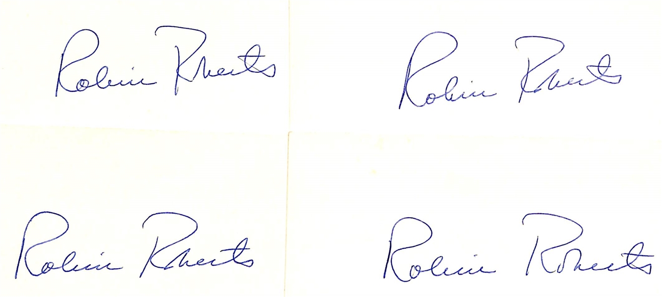 Lot of (50+) Phillies Baseball Autographed Index Cards w. (4) Robin Roberts, Nino Espinosa and Others (JSA Auction Letter)