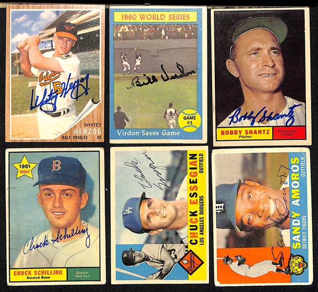 Lot of (22) 1960-62 Topps Autographed Baseball Cards w. Whitey Herzog, Bill Virdon and Others (JSA Auction Letter)