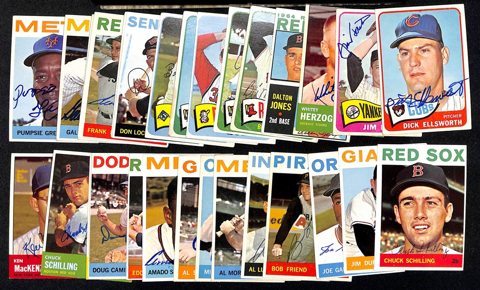 Lot of (30) 1963-65 Topps Autographed Baseball Cards w. Dick Ellsworth and Others (JSA Auction Letter)